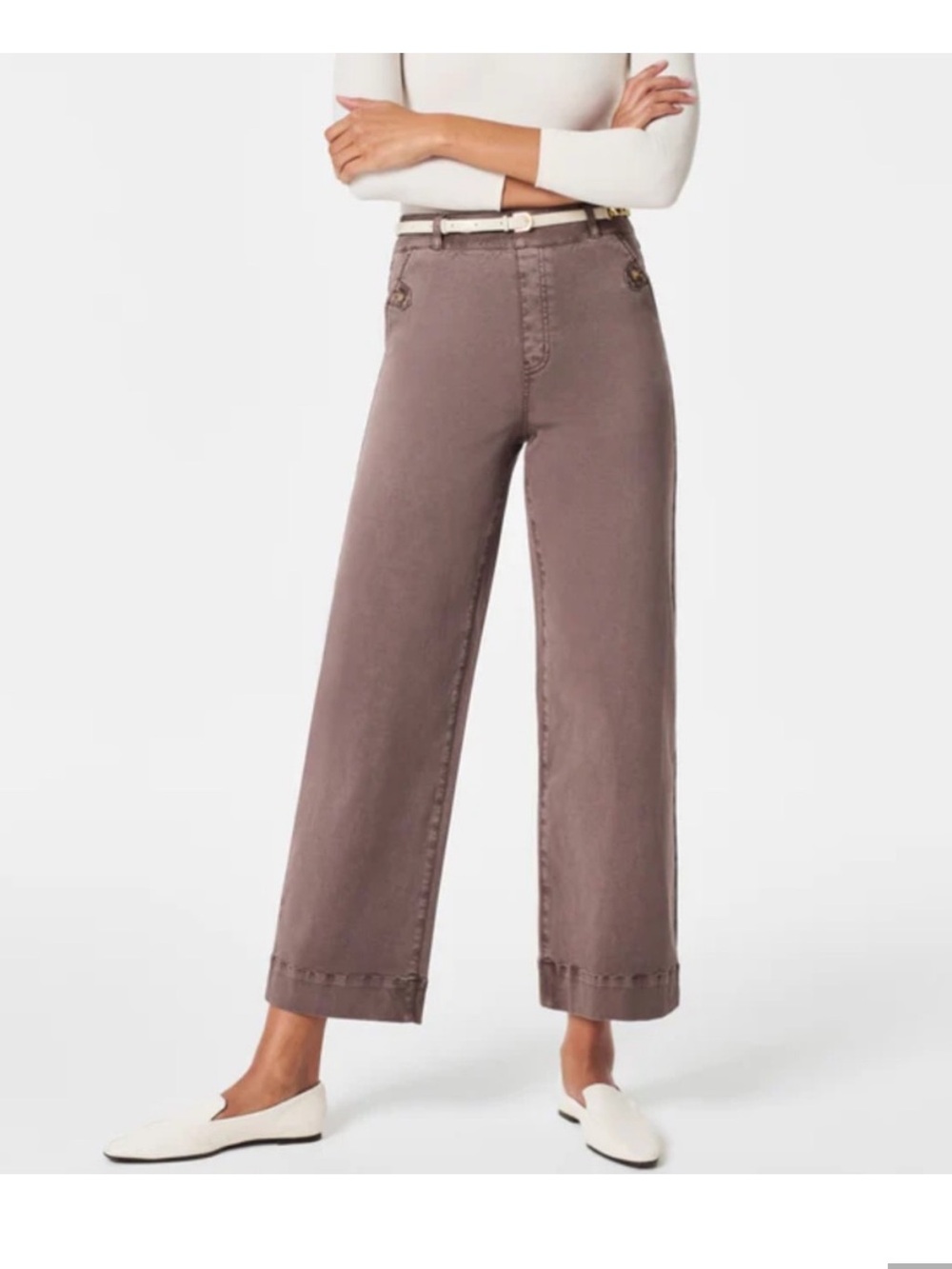 Spanx Stretch Twill Cropped Wide Leg Pant -Petite